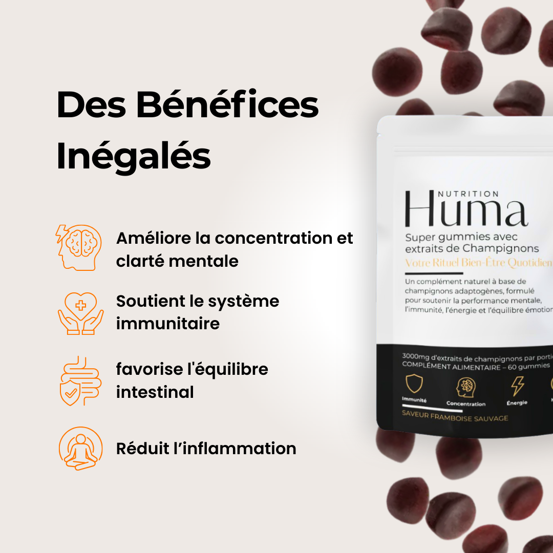 Gummies aux Super Champignons – Énergie, Calme & Clarté Mentale